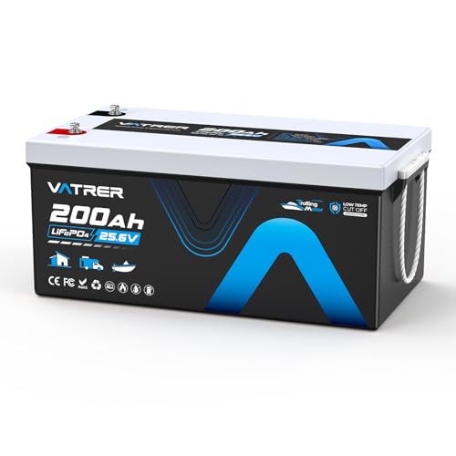 Image of 25.6V /24V 200AH Lithium LiFePO4 Battery, Max. Load Power 5120W, Built-in 200A BMS, Deep Cycle Rechargeable Battery for Trolling Motor, Boat, RV, Off-Grid, Solar Energy, Home Energy Storage, etc.