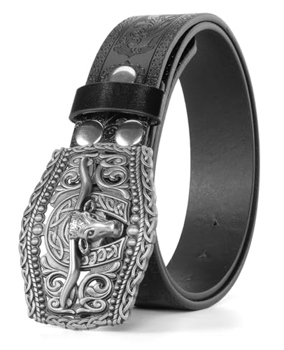 Western Cowboy Belt for Men Women - Longhorn Bull Decoration Cowgirl Country Belt for Jeans Pants