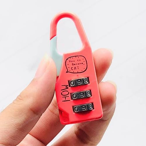 Image of SHAKTISM Mini 3-Digit Combination Lock, Multicolour Metal Padlock for Bags and Luggage, TSA Approved -1Pc Random Design Dispatched (Password Luggage Lock -D1)