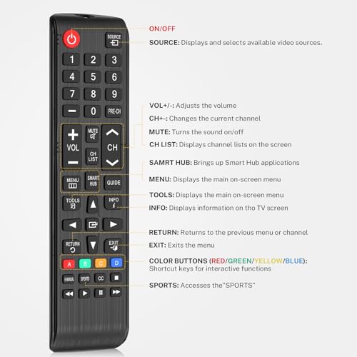 Controle remoto universal para Smart TVs Samsung (sem Netflix, Hulu e Prime Buttoons)