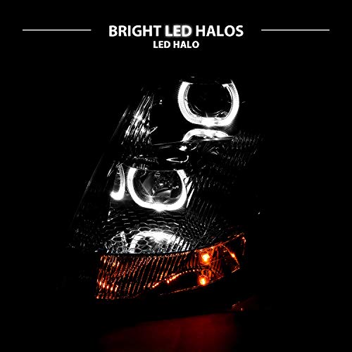 image for AmeriLite Chrome Dual LED Halo Projector Replacement Headlights Pair F