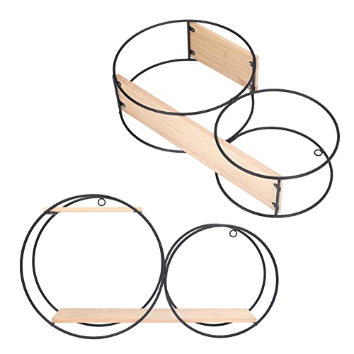 MOTUZP Estantería de Almacenamiento Redonda de 2 Niveles, Estantes Flotantes Montados en la Pared, Estante Moderno de Metal para Colgar en la Pared para Almacenamiento y Exhibición en - imagen 8