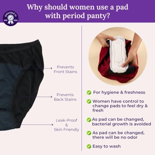 Image of ADIRA | Period Panty for Women | Hipster Fit Leakproof Panty for Periods | for School, Travel & Work | Low to Medium Flow | Use with Pad | Leakproof & Breathable | Pack of 1