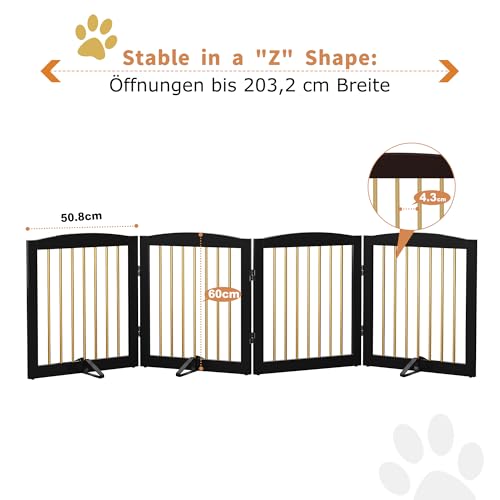 Absperrgitter Hund,Schutzgitter Holz, Freistehendes Hundeabsperrgitter Türgitter Treppengitter Schutzgitter Hund Faltbar Weiß… – Ansicht 3