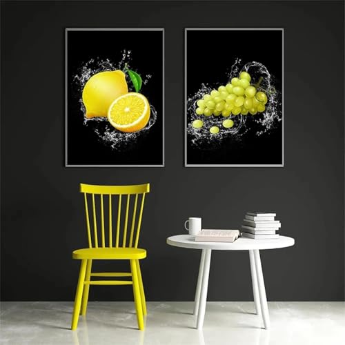 Affiches fruits vintage décoration cuisine | Impressions sur toile chaleureuses 2 pièces