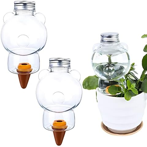 Haomian 3 Pcs Plant Watering Globes Bear Shape Automatic Watering Bulb Transparent Plant Self Watering Globes Plastic Balls Terracotta Watering Spikes for Indoor Outdoor Plants Cover