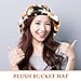 Ipetboom Plush Cow Print Bucket Hat Women’s Warm Fisherman Cap Fashionable Autumn Winter Thick Cozy Cow Patterned Hat Multi