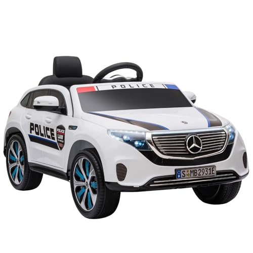 Coche Eléctrico de Policía Mercedes para Niños Homcom (Blanco)