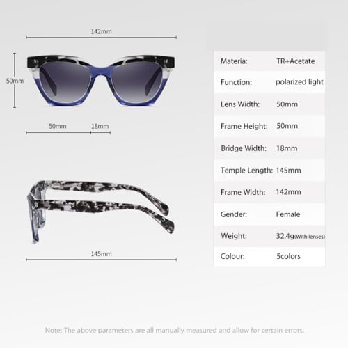 Lunettes de soleil œil de chat MUTYNE monture acétate durable bleu