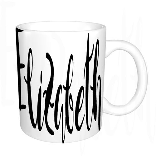 YFHJV Grosse Kaffeetasse - Bürotasse - Tasse Keramik Kaffeetassen Große 11oz - teetasse groß - cappuccino tassen - Elizabeth, monochromer Inschriftstil, Kalligraphie-Designmodus für 17,99 EUR bei amazon.de Bild: YFHJV Grosse Kaffeetasse - Bürotasse - Tasse Keramik Kaffeetassen Große 11oz - teetasse groß - cappuccino tassen - Elizabeth, monochromer Inschriftstil, Kalligraphie-Designmodus für 17,99 EUR bei amazon.de