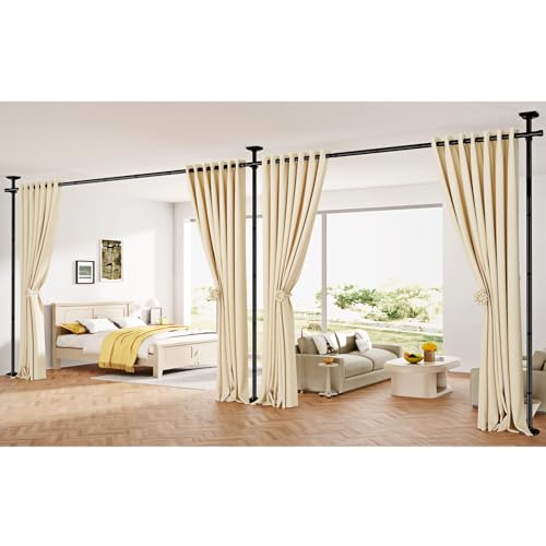 SUNALLY Room Divider Curtain Rod, No Drilling 28-140in Wall Divider, Black by SUNALLY - Image 7
