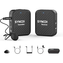 Microfono Inalambrico Para Camara Dslr SYNCO Micrófono Solapa Inálambrico, G1 A1 2.4GHz Micro Corbata Wireless para DSLR Cámara Móvil Videocámara Laptop Tablet, Compatible para Canon Sony Nikon Microfono-Inalambrico-Solapa-Corbata-Micro