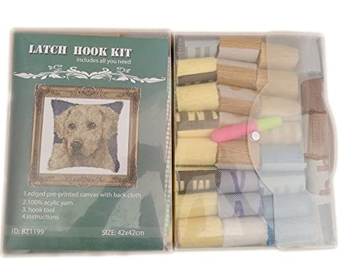 16.9''X16.9'' Latch Hook Rug Kits Diy Pillow Mat Rug Making For Kids Adults Beginners,Dog #TOP5