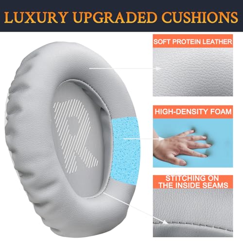 Image of SOULWIT Professional Replacement Earpads Cushions for JBL Quantum 100 /100X /100P /100M2 (Q100 /Q100X /Q100P /Q100M2), Quantum 350 (Q350) Headphones, Ear Pads with Softer Protein Leather - Grey