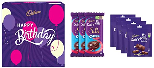 Image of Cadbury Birthday Celebrations Box, 430g & Cadbury Dairy Milk Chocolate Home Treats, 126g - Pack of 4 & Cadbury Dairy Milk Silk Oreo Red Velvet, 130g - Pack of 3