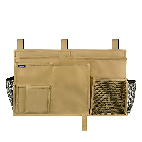Image of Surblue Caddy Hanging Organizer Bedside Storage Bag for Bunk and Hospital Beds (Khaki)