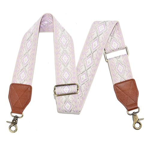 Image of LEMEDE Purse Strap,2 inch Leather End Shoulder Strap Adjustable Replacement,Retro Jacquard Multi-pattern Crossbody Bag Straps