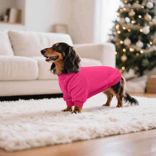 Image of BRKURLEG Dog Sweater, Warm Fleece Dog Winter Coat, Rose Red, S | Soft Thick Sweatshirt for Small Medium Large Dogs, Back Zipper Dogs Cold Weather Coat, Cozy Jacket Vest Christmas Daily Wear
