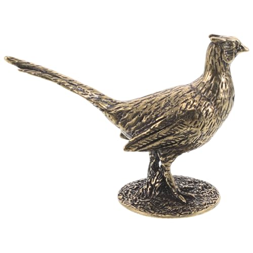 LOGOFUN Lifelike Pheasant Sculpture with Base Elegant Brass Animal Figurine