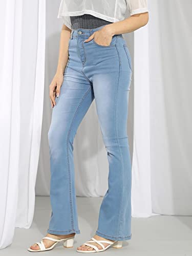 Image of KOTTY Flare Bottom Jeans for Women - Stylish Slim Fit with Bell Shape Leg