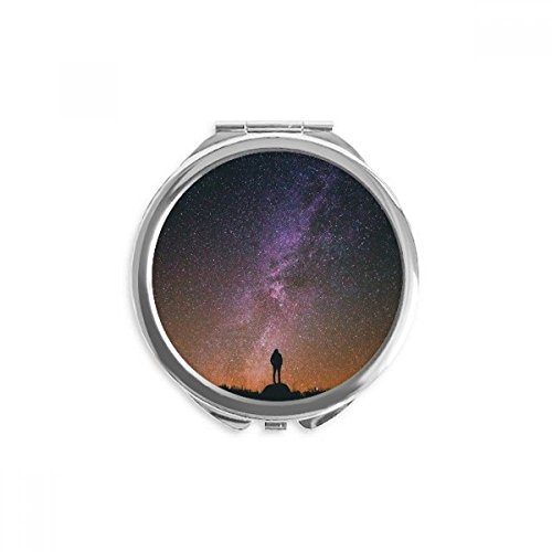 Espejo de mano portátil de diseño compacto con silueta de la Vía Láctea y cristal de alta nitidez