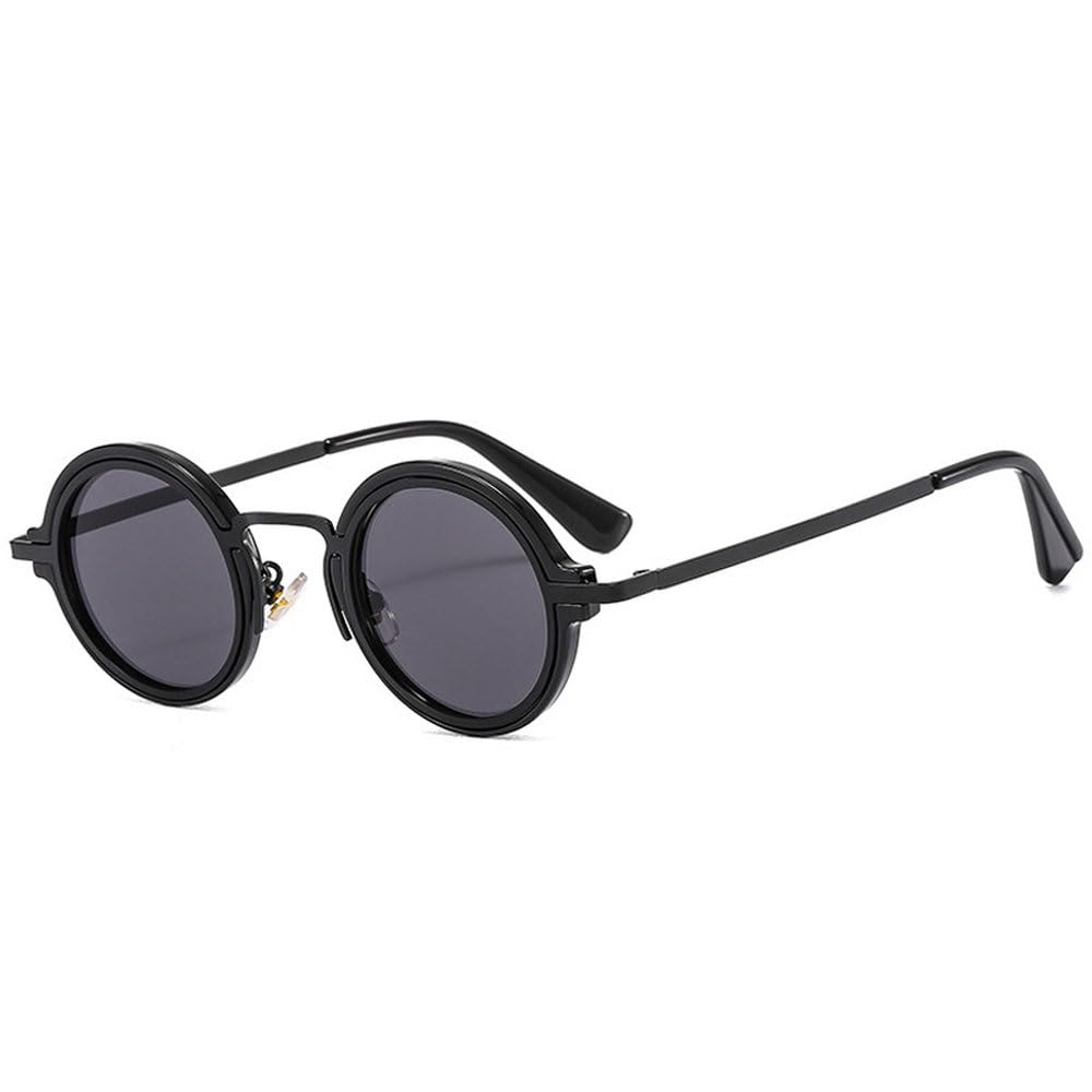 Modische kleine runde Punk-Sonnenbrille für Herren und Damen im Retro-Stil mit klaren, verlaufenden Gläsern und UV400-Schutz. Ideal zum Shoppen, Reisen, für Strandpartys und zum Radfahren.