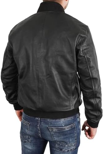 F&F: Men's Classic Veterans Aviator Pilot MA-1 USAF Black Premium Genuine Lambskin Leather Bomber flight Jacket3