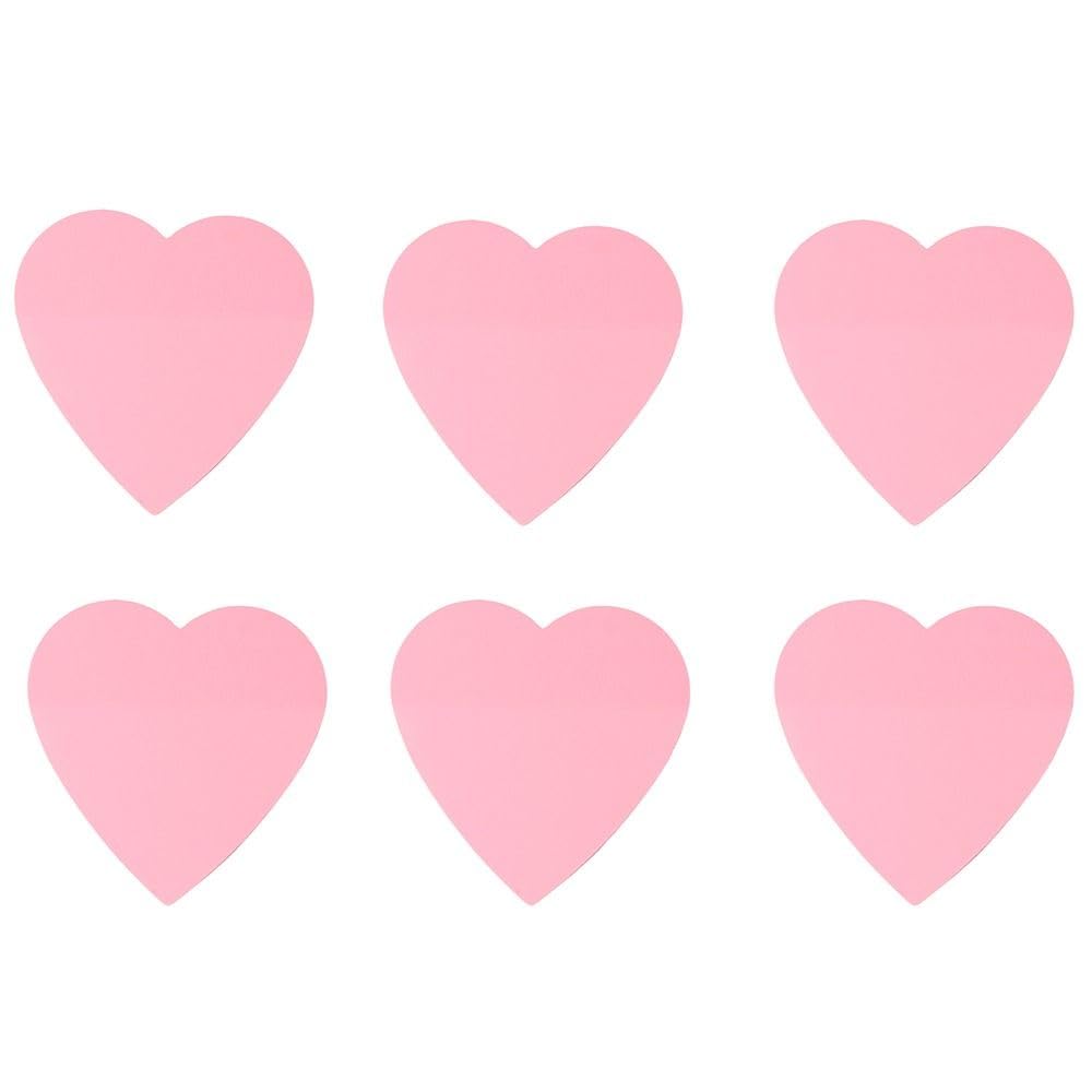 dohobby 300 Sheets Heart Shaped Sticky Notes, Pink Translucent Love Self-Adhesive Notepad,Water-Proof Memo Pad Planner for Office Home (6 Packs)