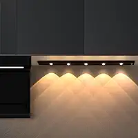 Luminária 3 Cores LED Sensor De Movimento Luz Recarregável USB Cozinha Armário Roupeiro (DMS Preto, 20cm)