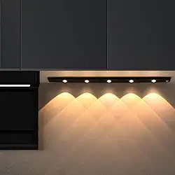 Luminária 3 Cores LED Sensor De Movimento Luz Recarregável USB Cozinha Armário Roupeiro (DMS Preto, 20cm)