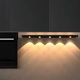 Luminária 3 Cores LED Sensor De Movimento Luz Recarregável USB Cozinha Armário Roupeiro (DMS Preto, 20cm)