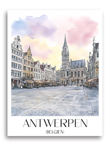 Poster de ville Anvers Belgique affiche voyage décoration murale