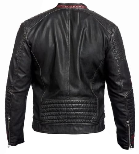 Men’s Iconic Retro Cosplay Solider Street Fighter Gaming Biker Cafe Racer Leather Jacket3