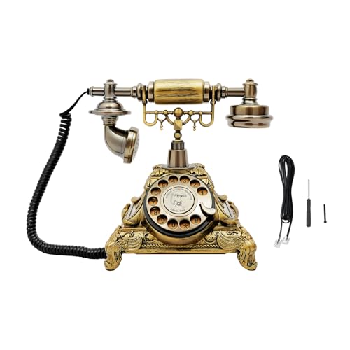 SOLOCJNL Téléphone Rétro de Style Européen, Téléphone de Bureau Antique à Cadran Rotatif...