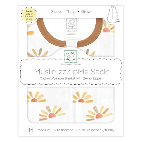 Image of SwaddleDesigns Muslin zzZipMe Sleeping Sack, for Baby Boy and Girl, Wearable Blanket with 2-Way Zipper