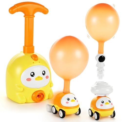 ICEBLUEOR Animal Air Powered Car Balloons Toy Creative Educational Toy Balloon Pump Set 2 in 1 Launcher Toys with Balloon Powered Cars 1 Small Car 1 Astronaut & Launch Set 6 Balloons Family Gifts