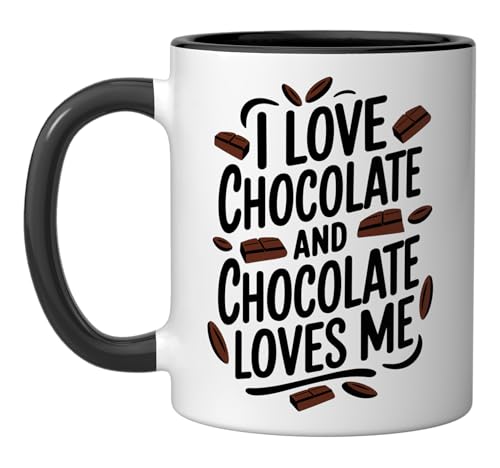 Chocolate Lover Quote Chocoholic Chocolate Theme Ceramic Mug, Black/White