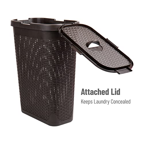 Mind Reader 40 Liter Slim Laundry Basket, Laundry Hamper With Cutout Handles, Washing Bin, Dirty Clothes Storage, Bathroom, Bedroom, Closet, Brown #TOP4