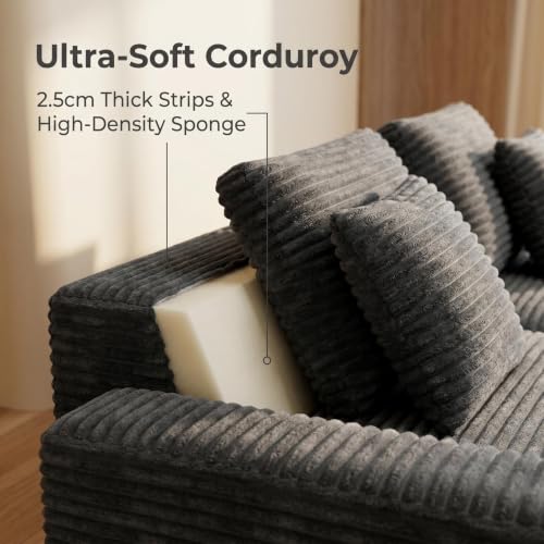 Image of Modular Cloud Sectional Sofa, Oversized Corduroy Boneless Couch | Luxury Comfort, Deep Seat, Couches for Living Room and Apartment, No Assembly Required