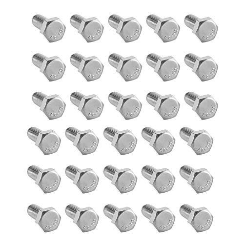Image of 30 Pcs M5 Hex Bolt M5-0.8 x 16mm UNC Hex Head Screw Bolts A2-70(304) Stainless Steel Fully Threaded Hex Tap Bolts,Plain Finish,Fully Threaded (M5 x 16mm)