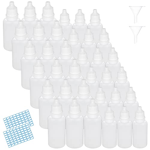 cersaty®100 Stk Tropfflasche,10ml 20ml Liquid Flaschen für Augentropfen Ohrentropfen Farbe ätherisches Öl mit 2 Stk 30mm Trichter und 64 Kleine Etiketten Cover