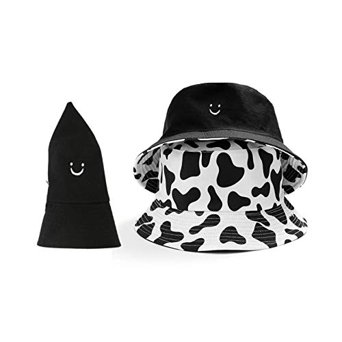 Cow Print Bucket Hat Womens Reversible Cute Sun Hats Girls Beach Travel Summer Outdoor Cap White #TOP4