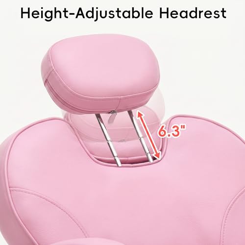 Image of Barber Chair with Heavy Duty Hydraulic Pump, Reclining Salon Chair for Hair Stylist, 360 Swivel 90-140 Backrest Reclining Chairs, Height Adjustable Hair Chair for Barbershop (Pink)
