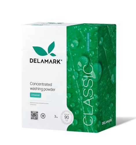 DELAMARK Skoncentrowany proszek do prania, uniwersalny do białych i kolorowych tkanin, usuwanie plam, głębokie czyszczenie, delikatna formuła, bez intensywnego zapachu, 3 kg