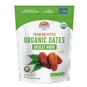 ORGANIC Deglet Noor Premium Pitted Dates Grown in California Sun Ripened OU Kosher by Desert Valley Date, 2.5 lb