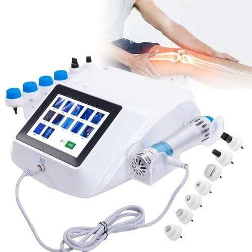 KYZTMHC Instrumento de Fisioterapia por Ondas de Choque, máquina de Fisioterapia por Ondas de Choque electromagnéticas, con 7 Cabezales de Masaje y Pantalla, para Masaje de Alivio del Dolor