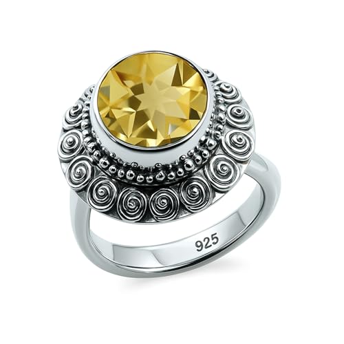 Bague citrine naturelle argent 925 filigrane femme ethnique
