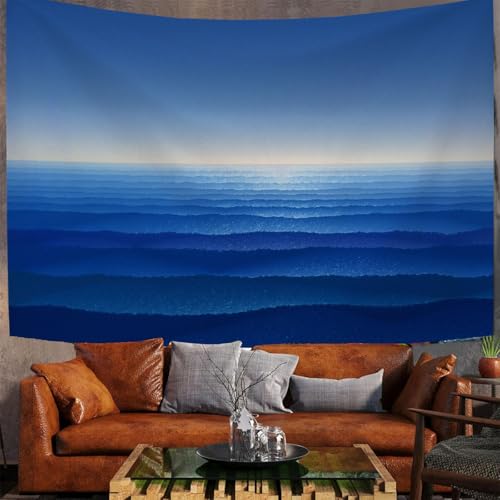 Tapisserie murale minimaliste mer bleue MULERN 150x100cm pour déco de salon