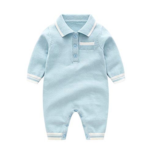 JunNeng Baby Boy Knitted Romper Longsleeve Gentleman Autumn 1Pcs Jumpsuits Christmas One Pieces,Light Blue 6-9 Months