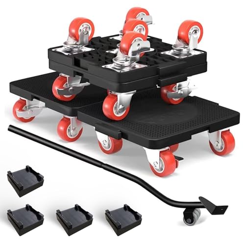 Juego de ruedas para muebles, 500 kg, capacidad de carga, 5 ruedas de carga pesada con ABS y acero para elevadores de muebles, ruedas de mudanza, renovación, ideal para artesanos, transportistas y